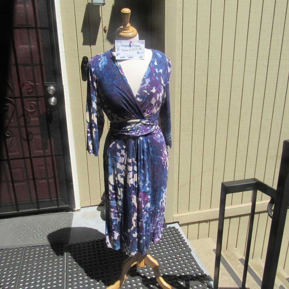 #332  WOMEN'S COLORFUL BLUE DRESS BY PER UNA  (SIZE 14US / 18UK)